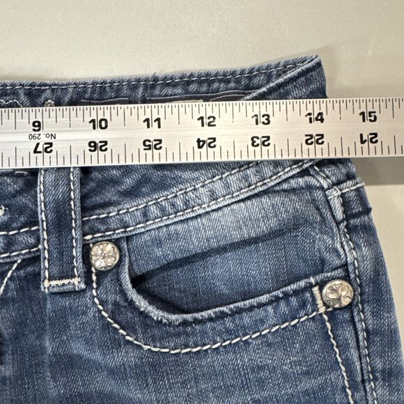 Miss Me Jeans Women 28 Blue Skinny Low Rise Stretch Distressed Medium Wash Denim - Picture 10 of 14